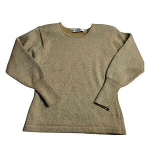 3514 Vintage Valarie‎ Stevens Gold Wool Blend Medium Sweater Holiday New Years